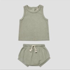Q by Quincy Mae Baby Retro Terry Set Top & Bottom Set - Sage Green